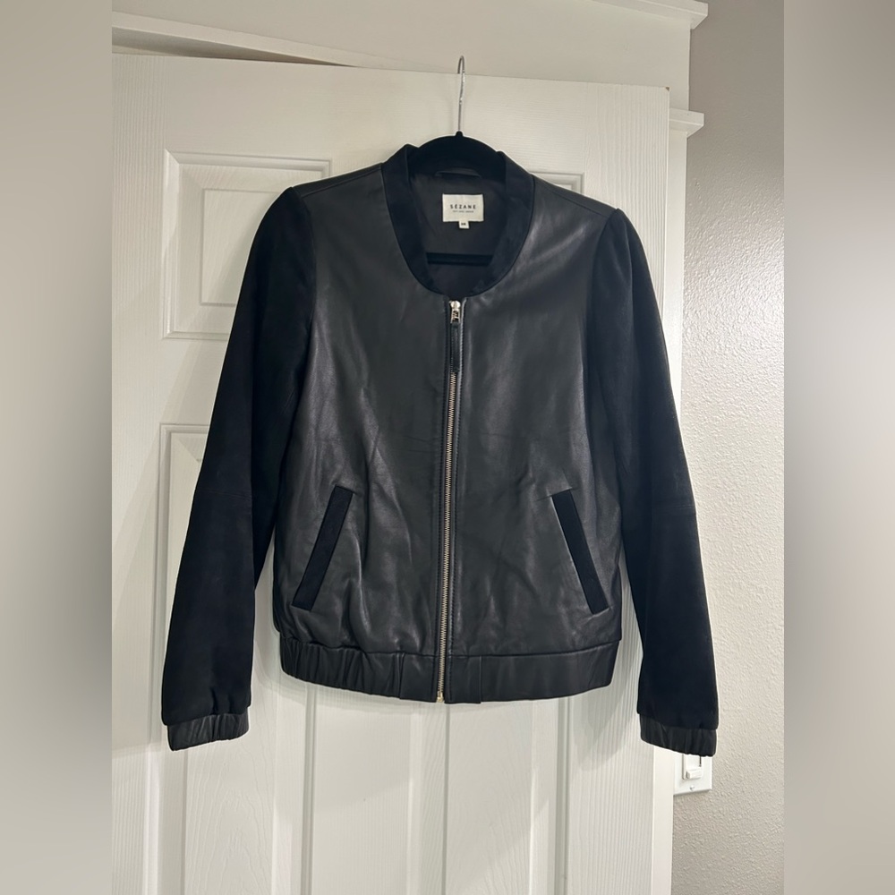 Sezane leather bomber jacket size 36, US size 4